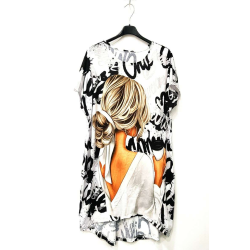 TILBUD - Sweater kjole med print  Str. 38-46