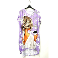 TILBUD - Sweater kjole med print  Str. 38-46