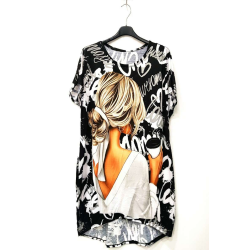 TILBUD - Sweater kjole med print  Str. 38-46