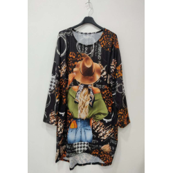 TILBUD - Sweater kjole med print Str. 38-46