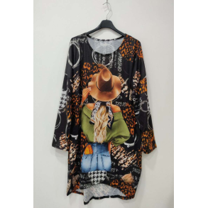 TILBUD - Sweater kjole med print Str. 38-46