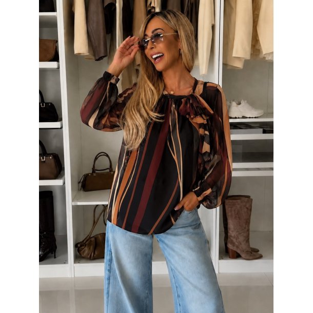 Bluse med sl�jfe detalje og inderlag i viscose