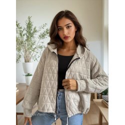 Quitet jakke med hoodie og lynl�s