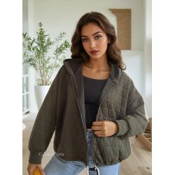 Quitet jakke med hoodie og lynl�s