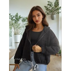 Quitet jakke med hoodie og lynl�s