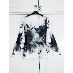 Bluse i strik med print - Passer str 36-46