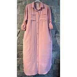 Skjorte kjole med lommer og 3/4 rmer