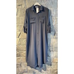 Skjorte kjole med lommer og 3/4 rmer