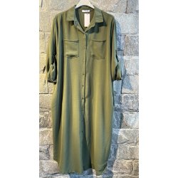 Skjorte kjole med lommer og 3/4 rmer