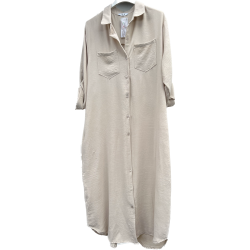 Skjorte kjole med lommer og 3/4 rmer