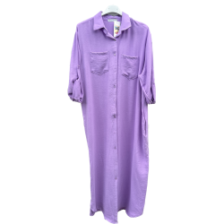 Skjorte kjole med lommer og 3/4 rmer