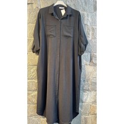 Skjorte kjole med lommer og 3/4 rmer