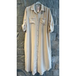 Skjorte kjole med lommer og 3/4 rmer