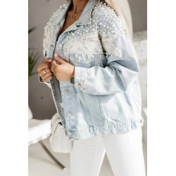 Denim jakke med rhinstene og perler