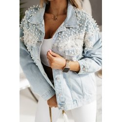 Denim jakke med rhinstene og perler