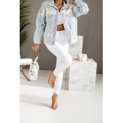 Denim jakke med rhinstene og perler