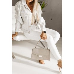 Denim jakke med rhinstene og perler